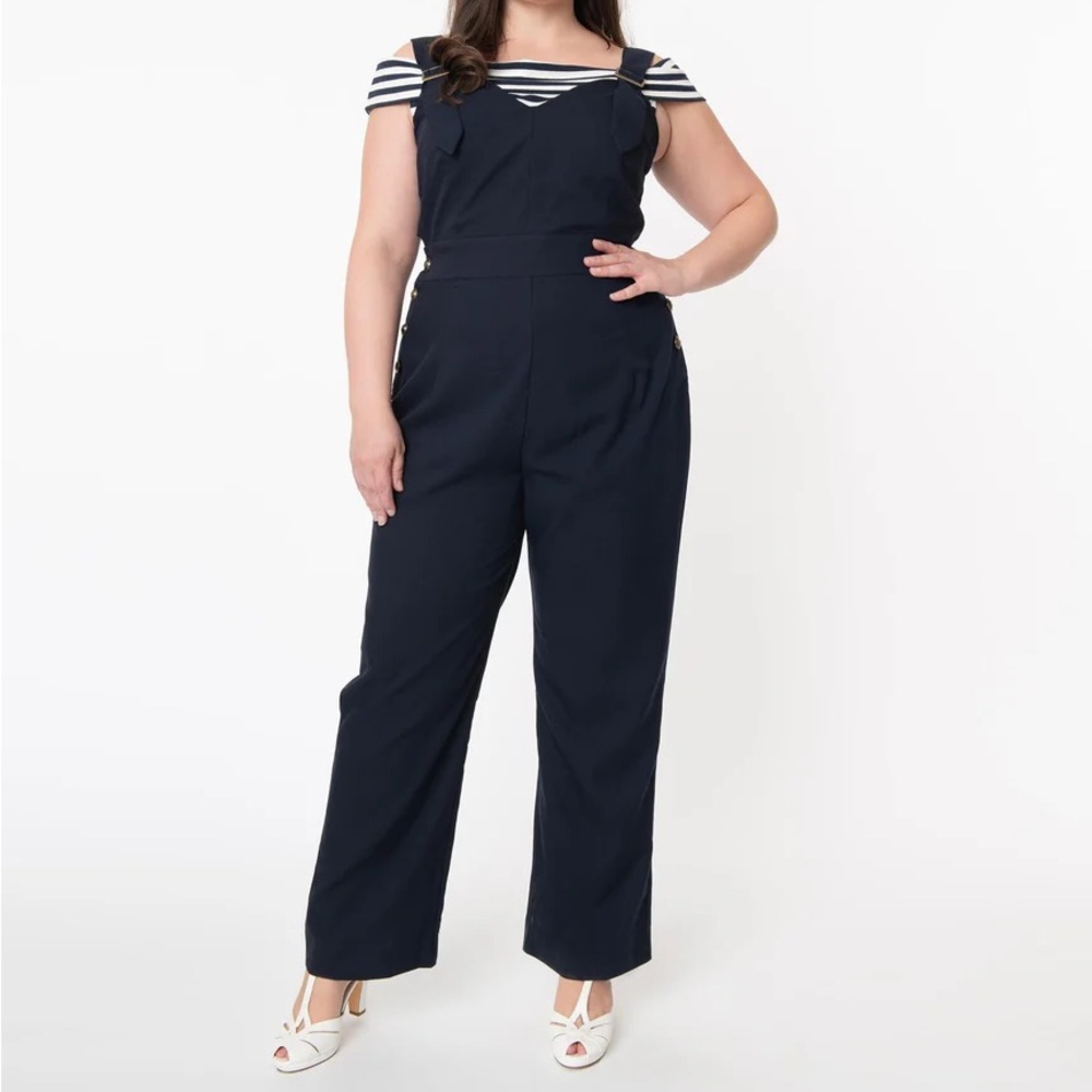 Unique Vintage Plus Size Navy Blue Sedgewick Jumpsuit
